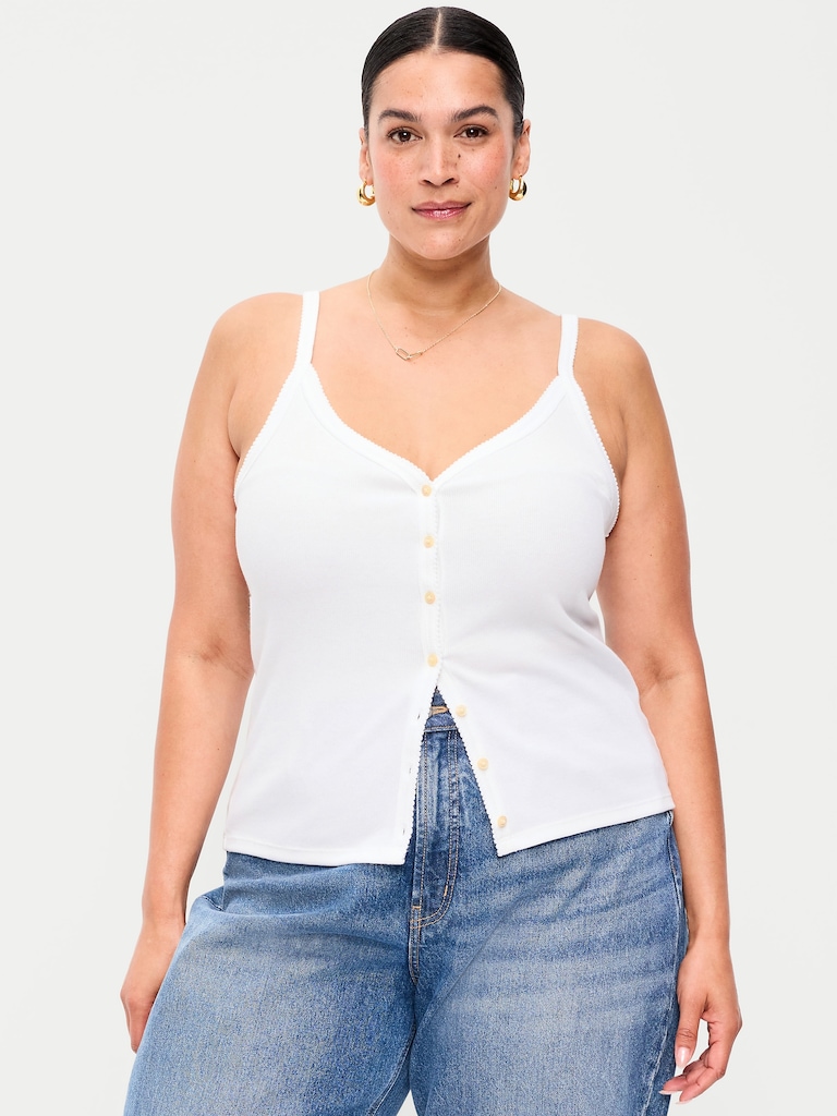 Button-Front Cami Tank Top