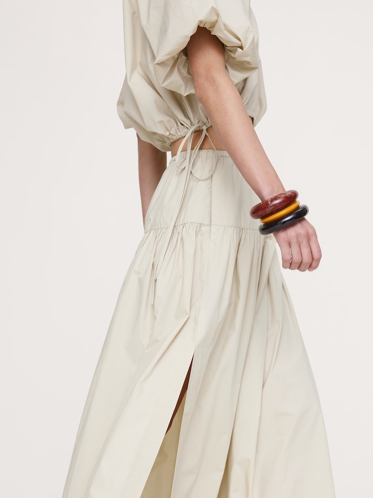 Tiered Cotton Poplin Maxi Skirt