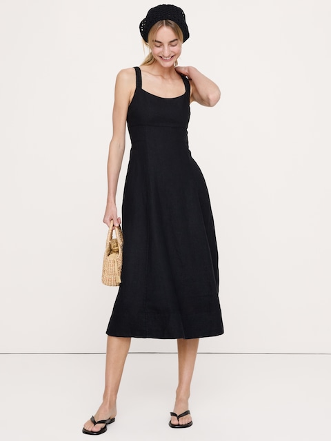 black dress with pearls long sleeve Black Midi Dress with Pearls main image 1