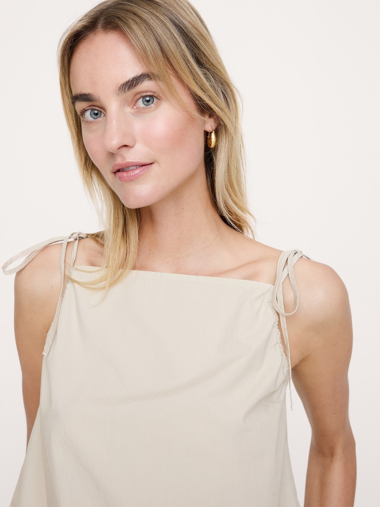 Cotton Poplin Tie-Strap Tank