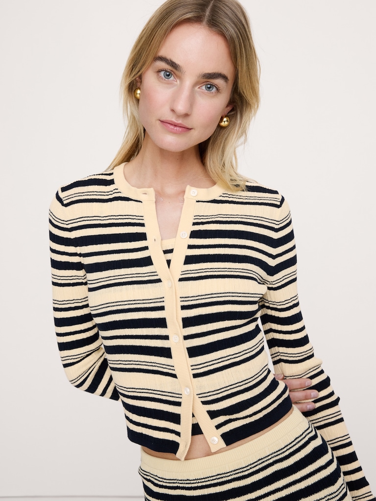 Crinkle Knit Cropped Cardigan