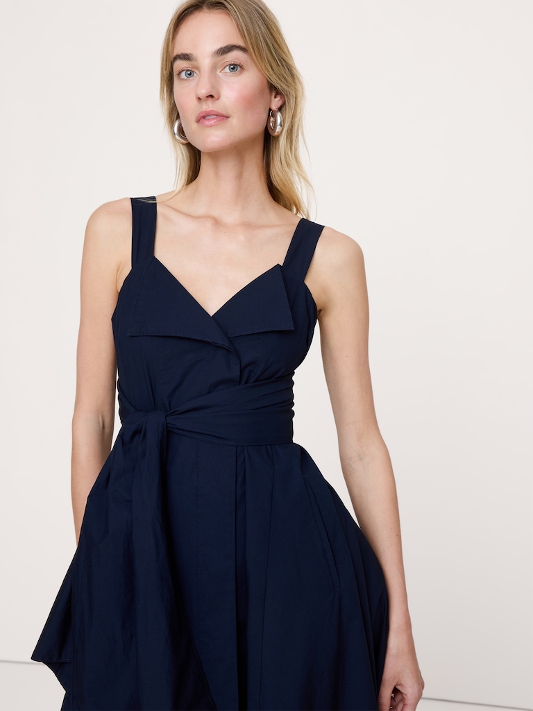 Cotton Poplin Wrap Shirt Dress