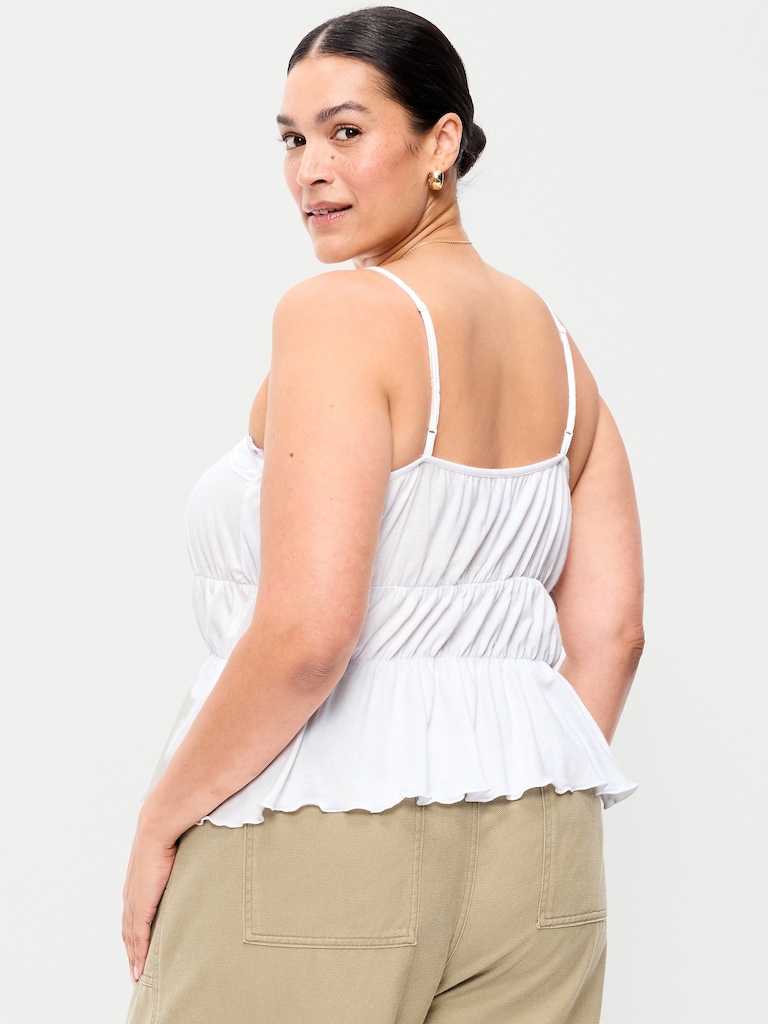 Lace-Trim Smocked-Waist Tank Top