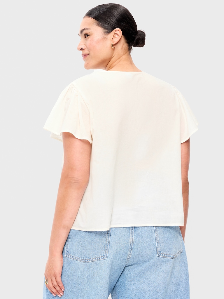 Short-Sleeve Embroidered Trousseau Top