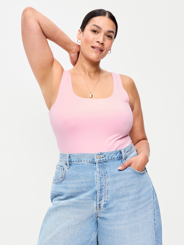 Hug Double-Layer Scoop-Neck Tank Top