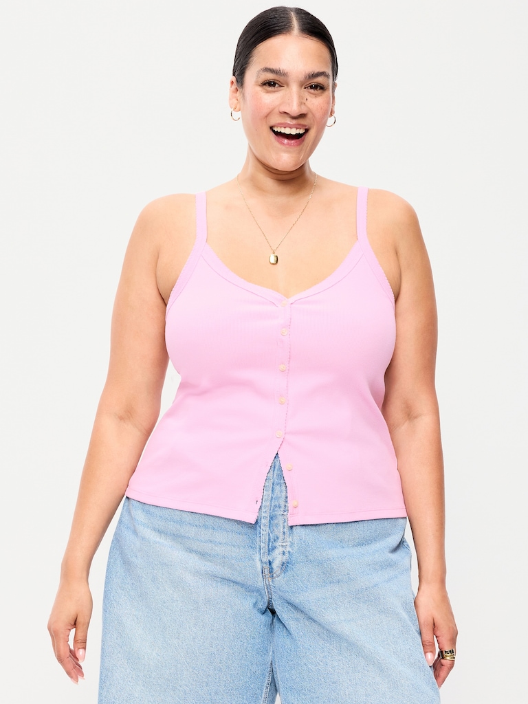 Button-Front Cami Tank Top