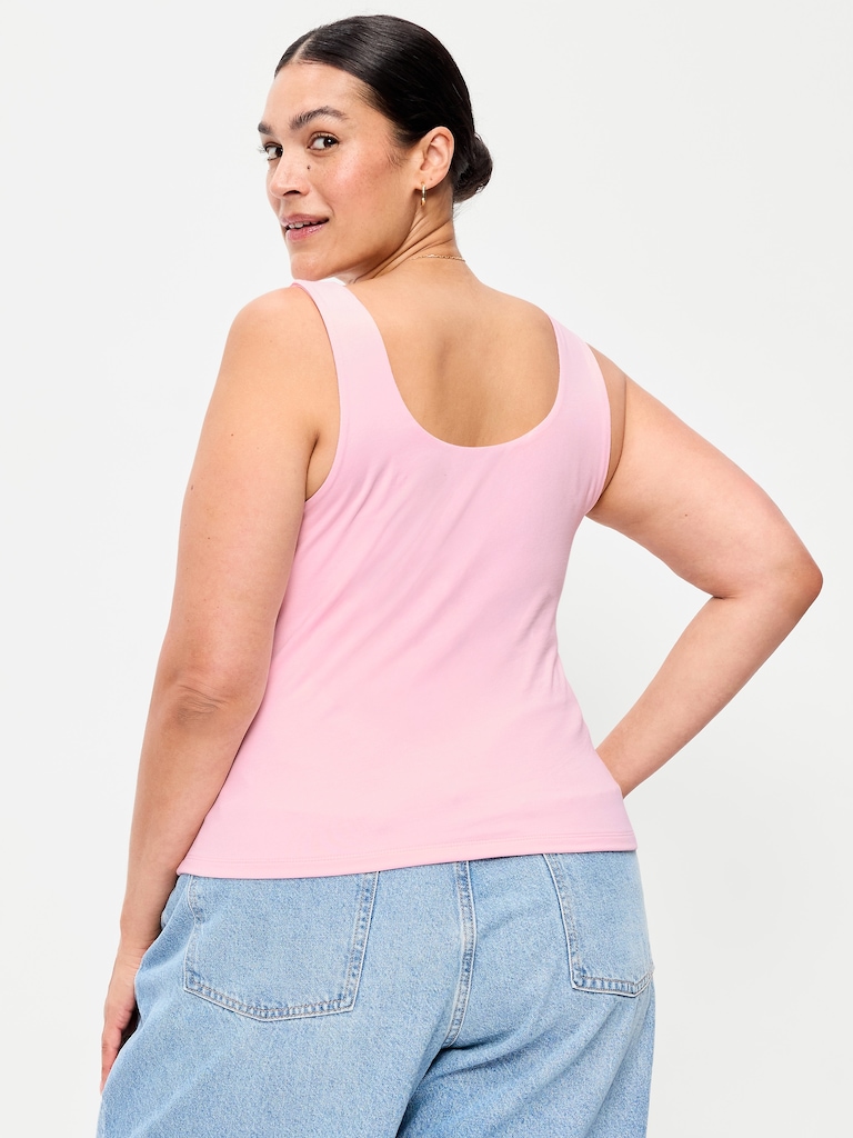 Hug Double-Layer Scoop-Neck Tank Top