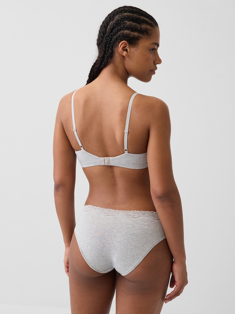 Organic Stretch Cotton Lace-Trim Triangle Bra