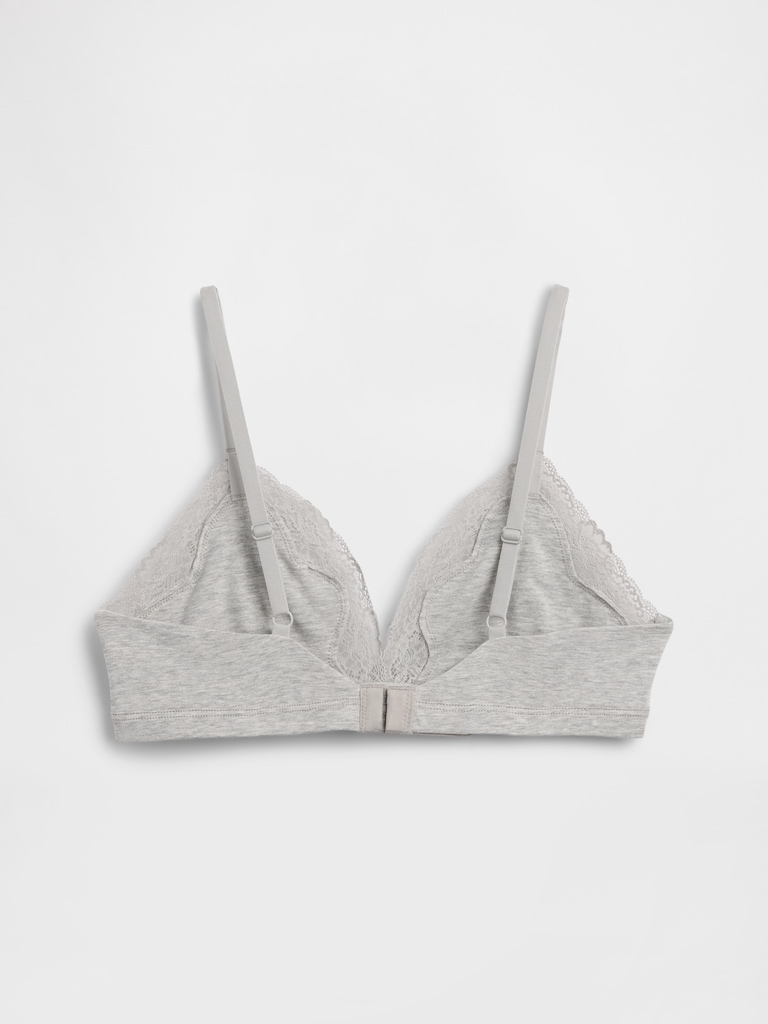 Organic Stretch Cotton Lace-Trim Triangle Bra