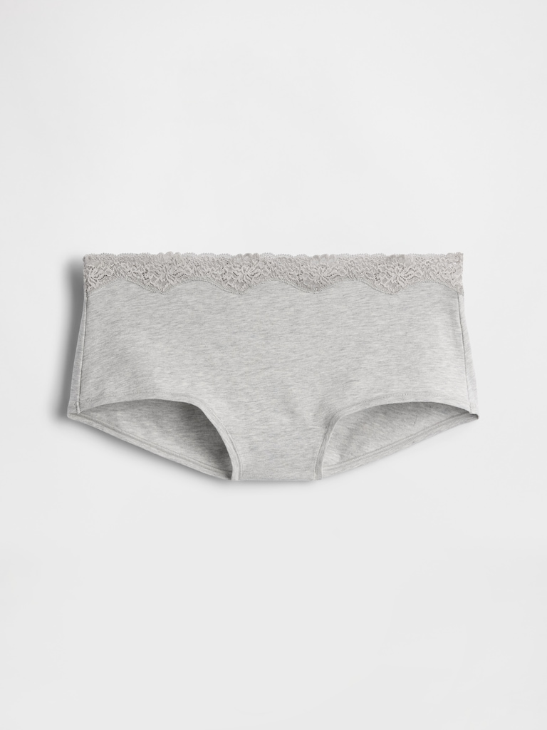 Organic Stretch Cotton Lace-Trim Shorty