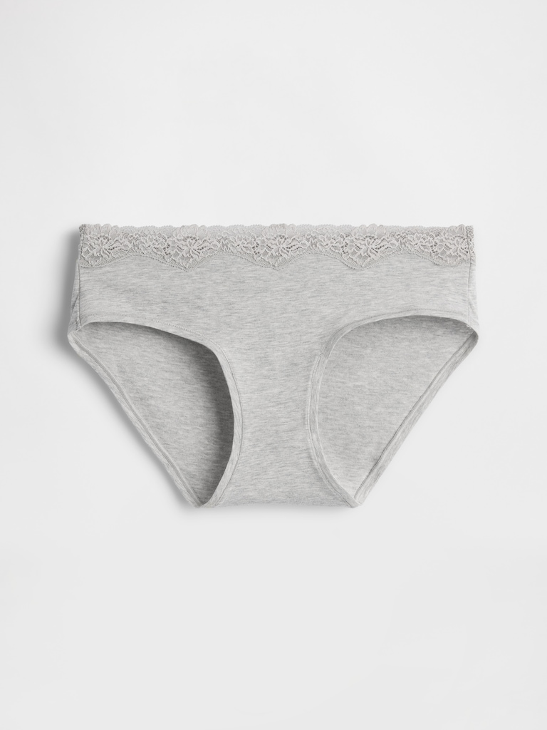 Organic Stretch Cotton Lace-Trim Hipster