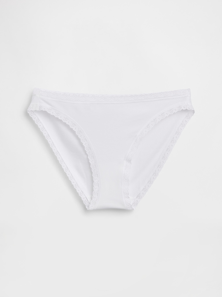 Organic Stretch Cotton Lace-Trim Bikini