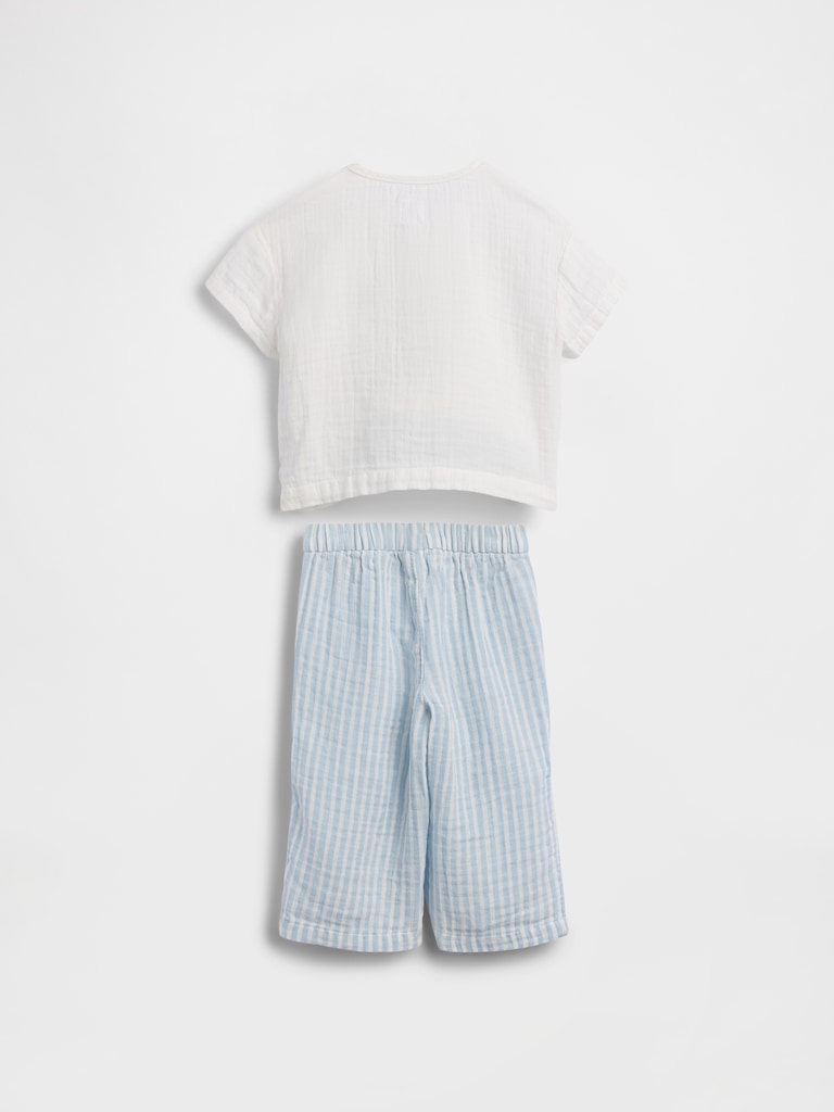 Baby Cotton Gauze Henley Outfit Set