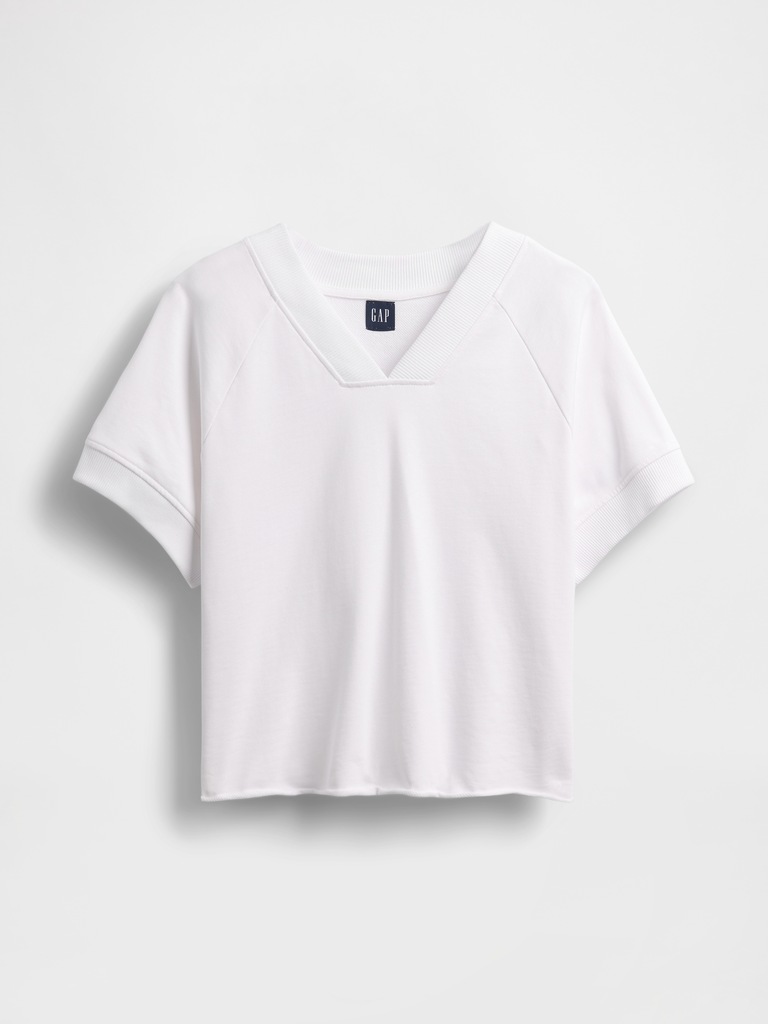 French Terry Oversized V-Neck Sweatshirt