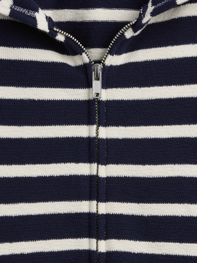 Towel Terry Oversized Stripe Zip Hoodie