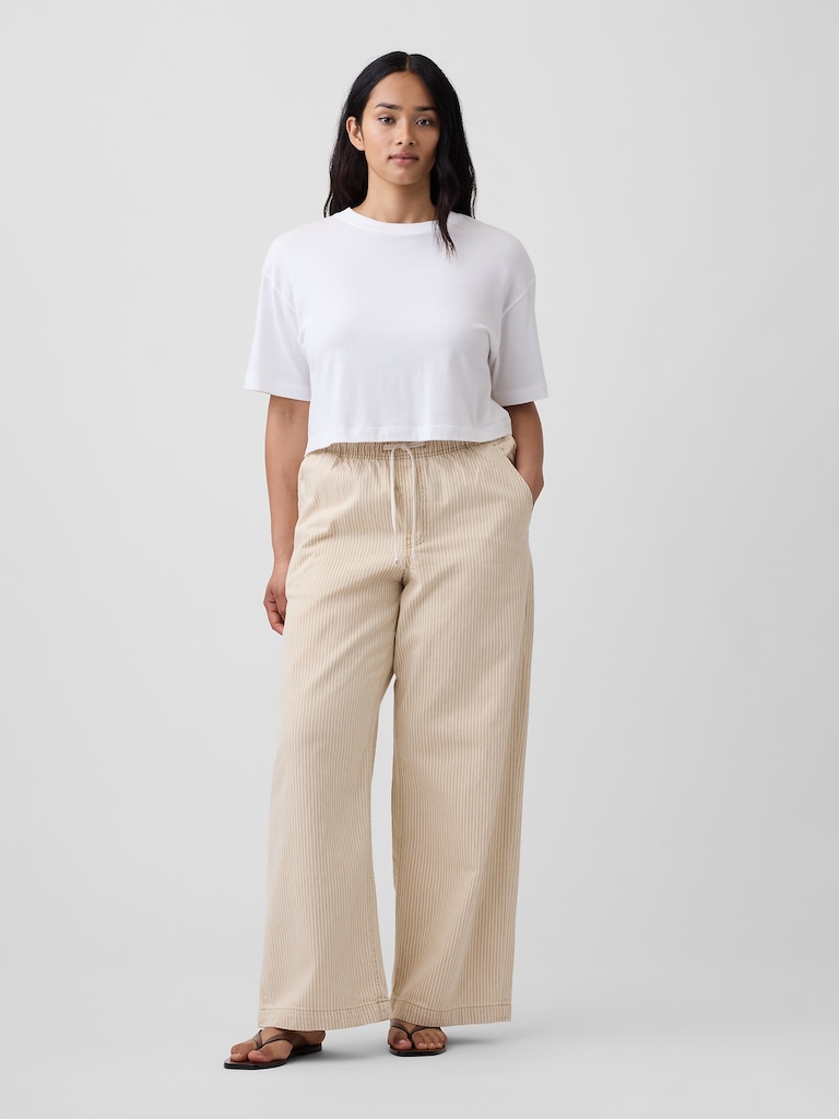 High Rise Pull-On Wide-Leg Jeans