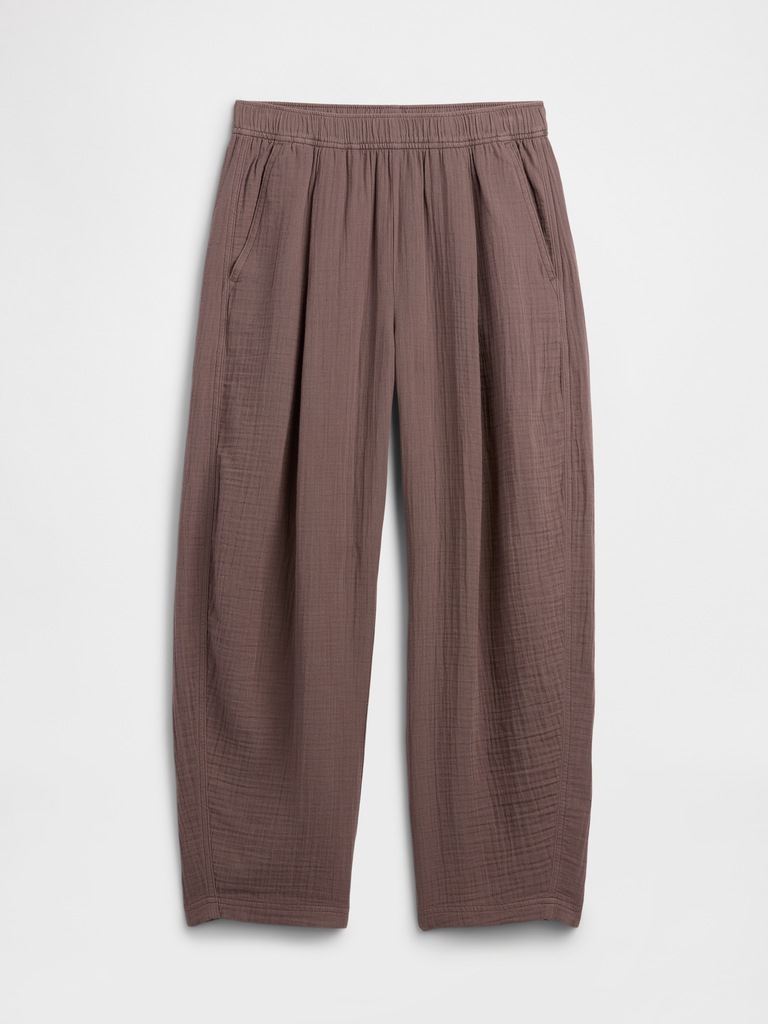 Mid Rise Pull-On Barrel Gauze Pants