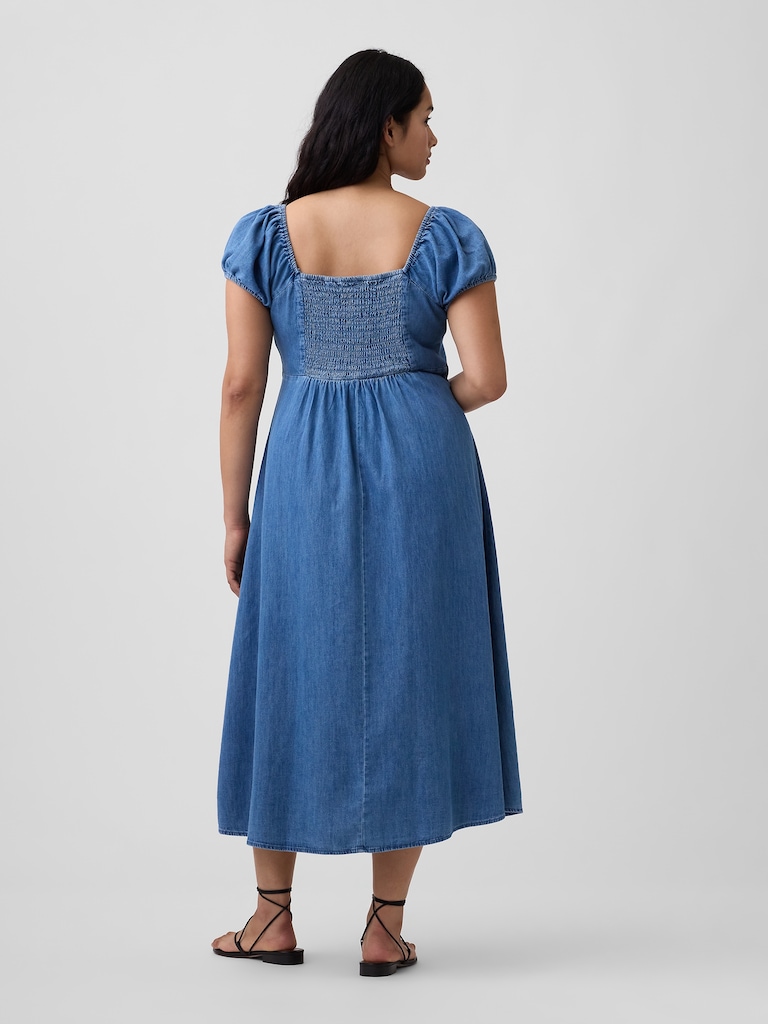 Puff Sleeve Midi Dress