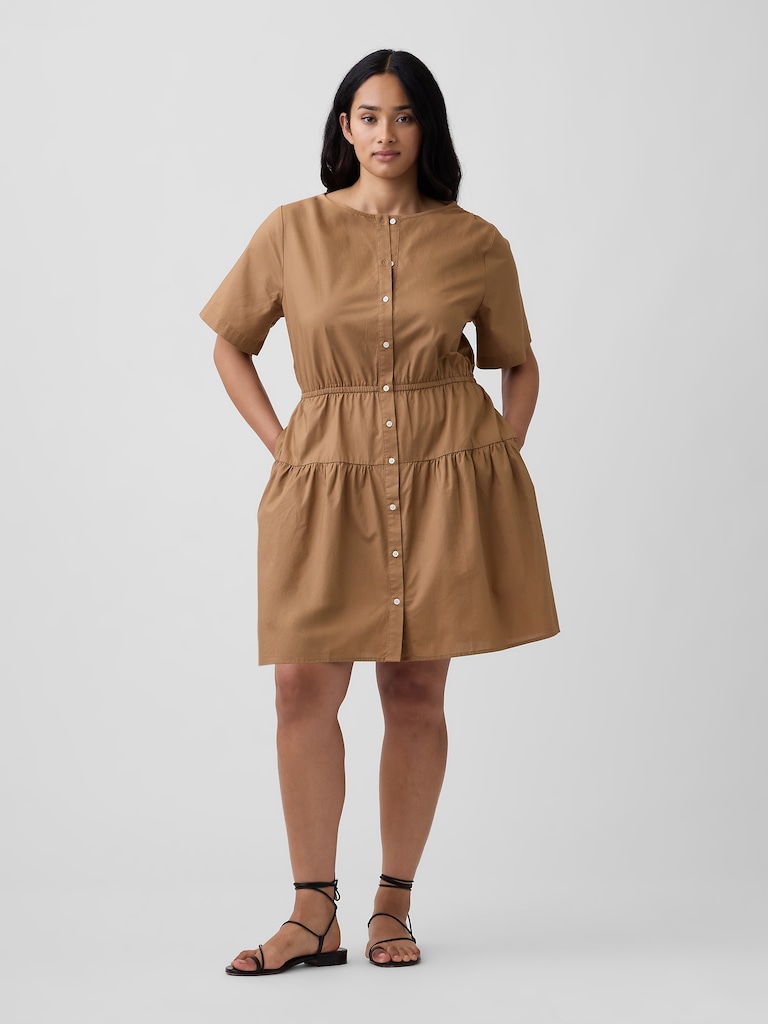 Poplin Button-Up Mini Dress