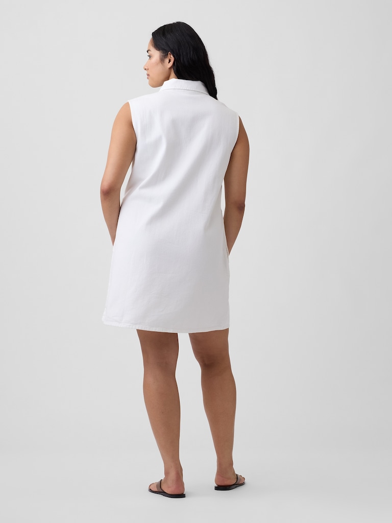Sleeveless Collared Denim Mini Dress