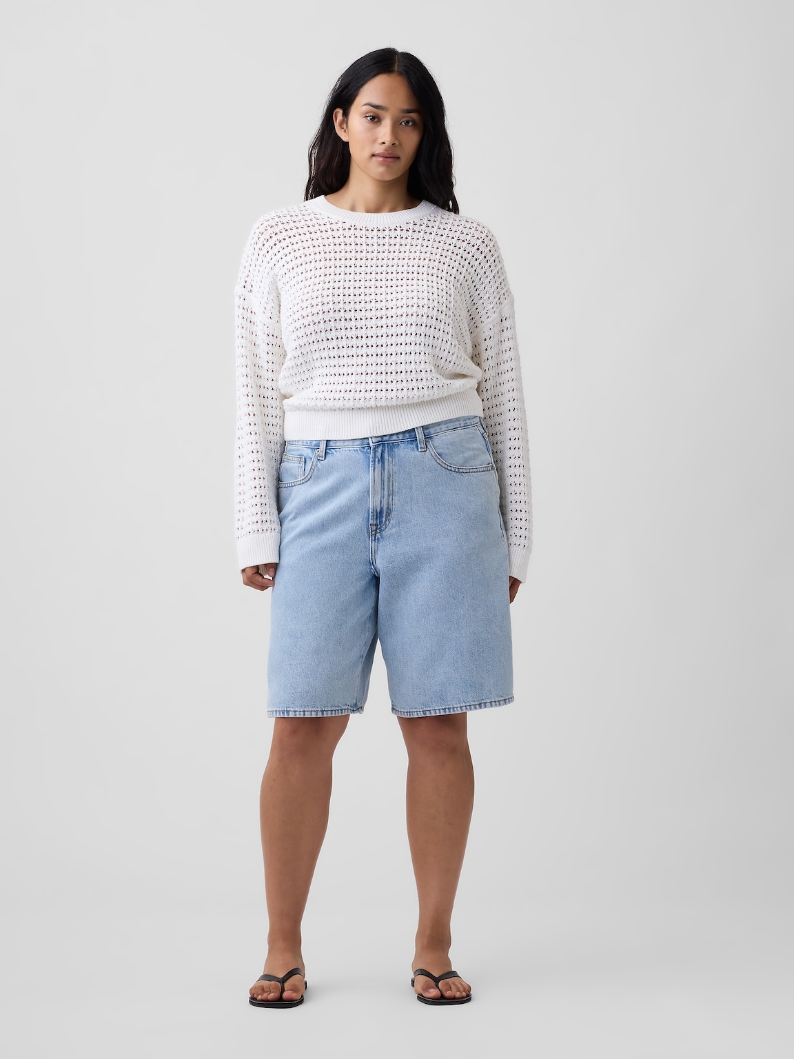 11" Low Slung SuperSoft Longline Denim Shorts
