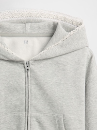 Kids VintageSoft Relaxed Lace-Trim Zip Hoodie