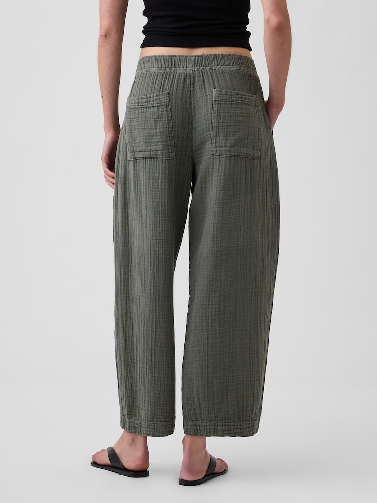 Cotton Gauze Easy Barrel Pants