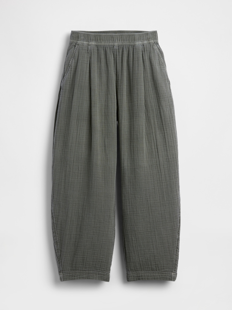 Cotton Gauze Easy Barrel Pants