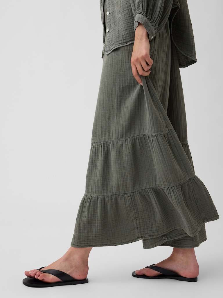 Cotton Gauze Tiered Easy Maxi Skirt