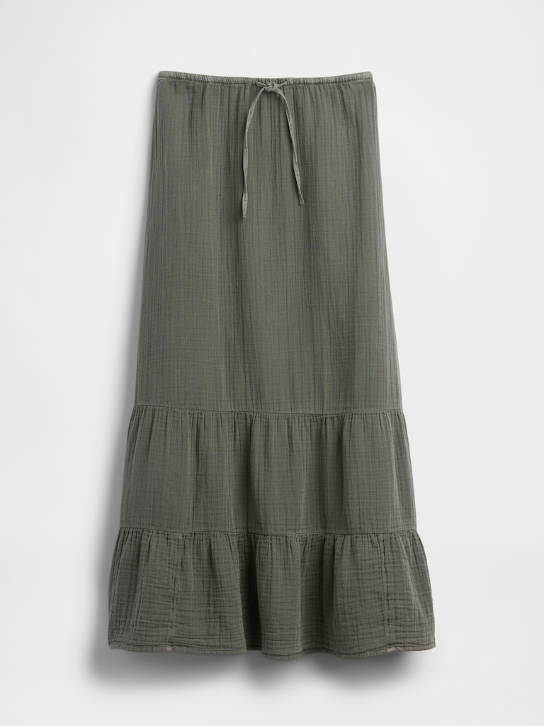 Cotton Gauze Tiered Easy Maxi Skirt