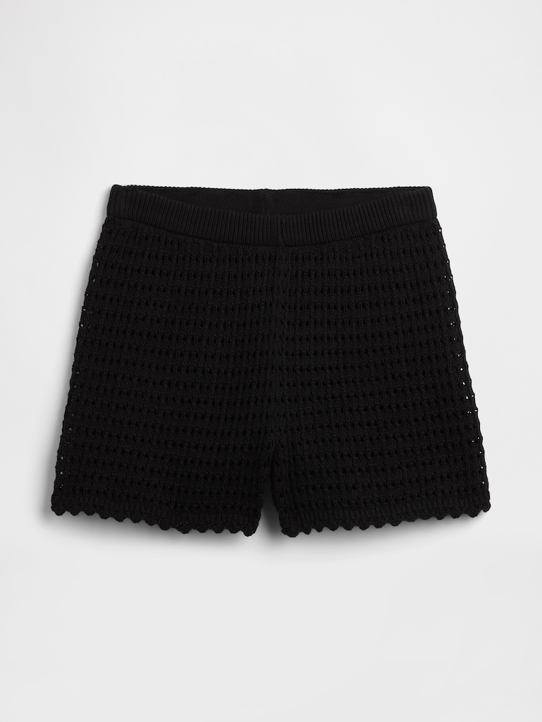 Relaxed Pull-On Crochet Sweater Shorts