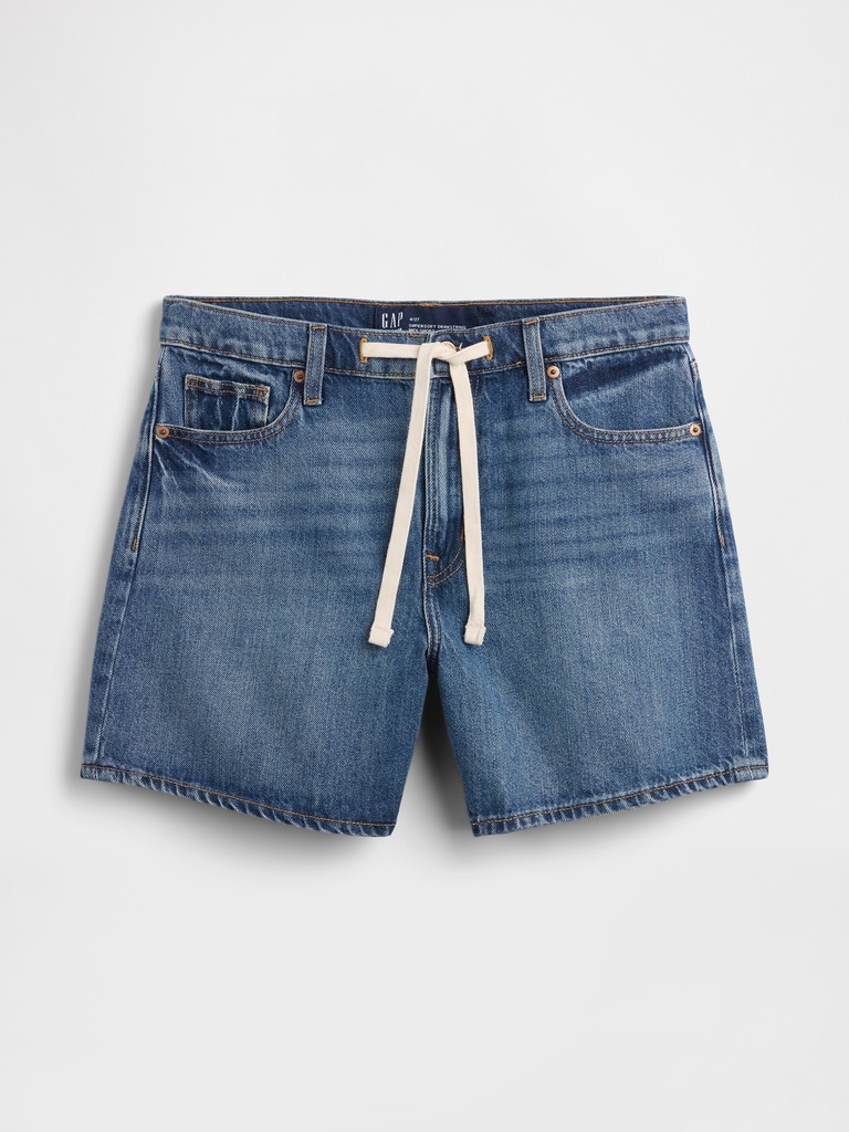 SuperSoft Drawstring Denim Midi Shorts