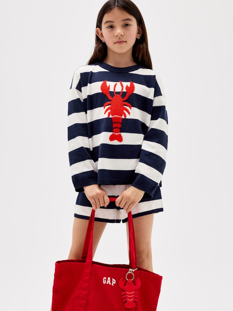 Kids Oversized Stripe Crewneck Sweater