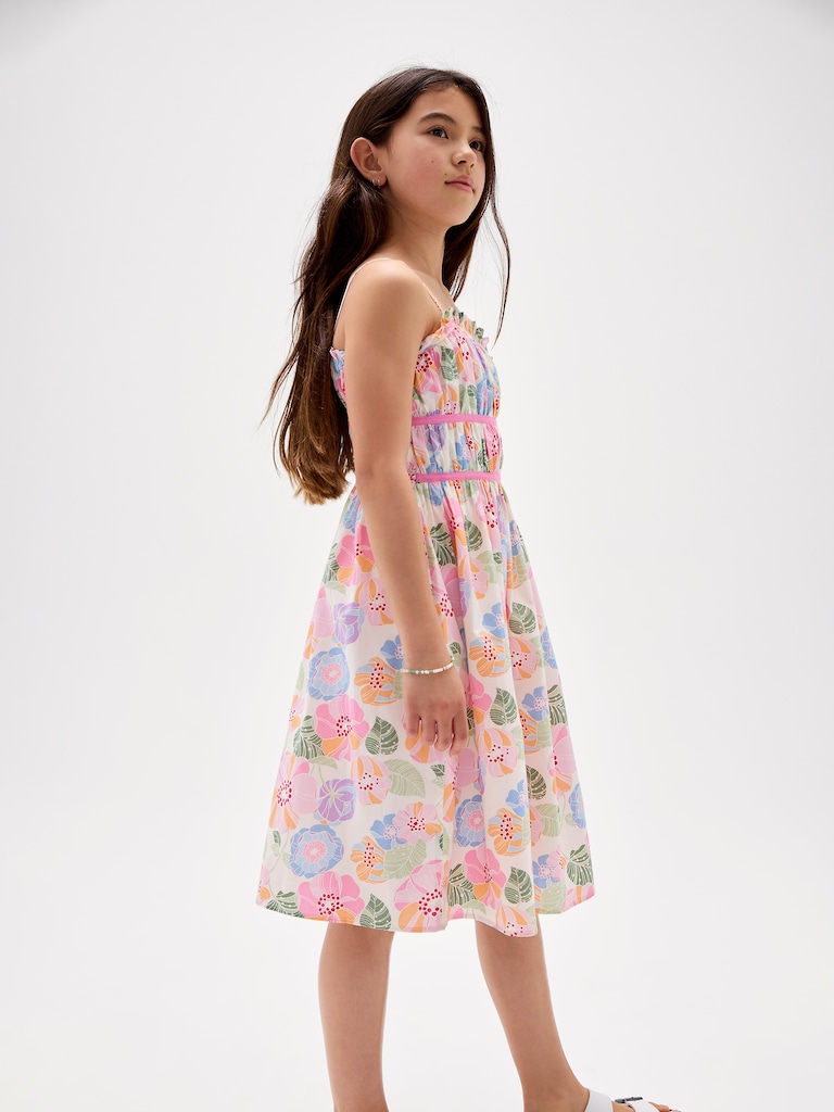 Kids Print Smocked Midi Dress
