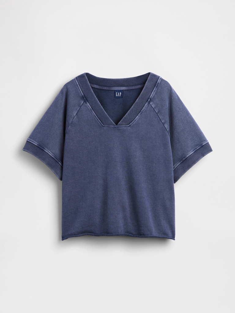 French Terry Oversized V-Neck Sweatshirt