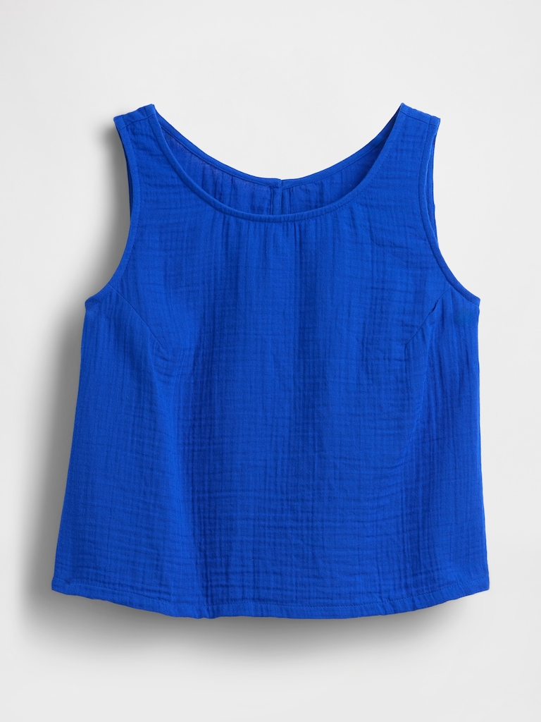 Cotton Gauze Racer Shell Tank Top