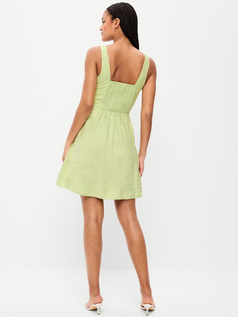 Fit & Flare Linen Mini Dress