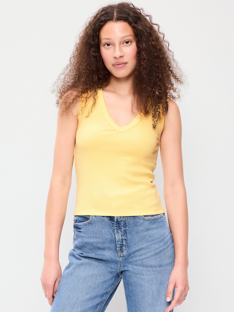 Camisole courte moulante à encolure en V