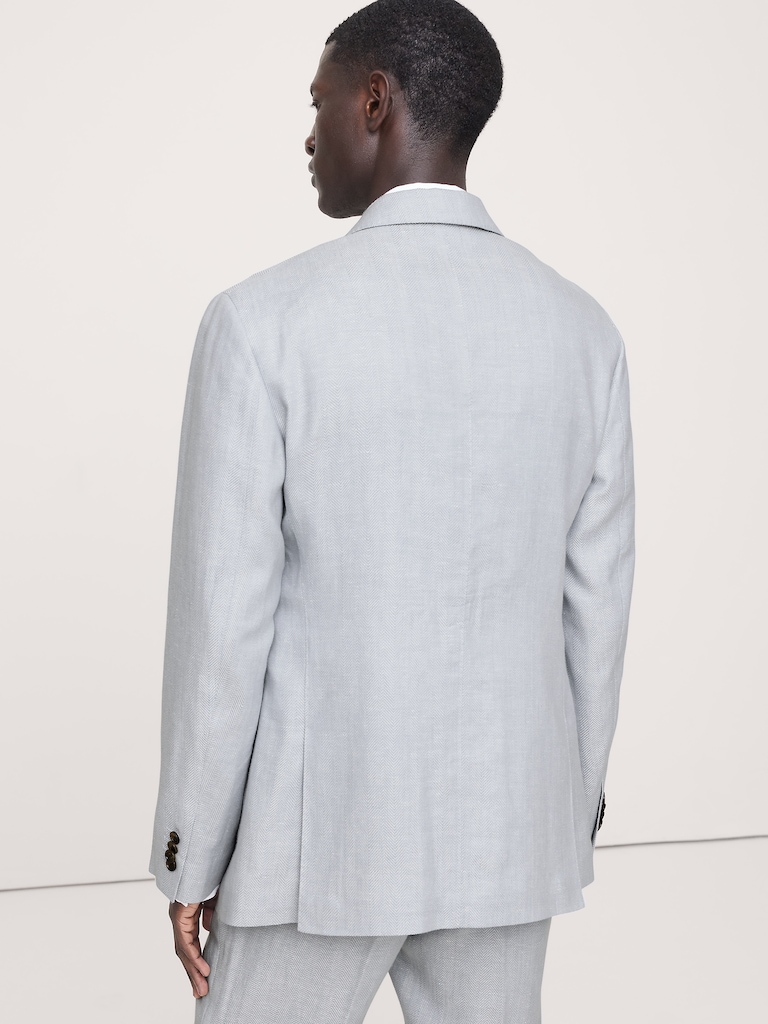 Tailored Slim-Fit Herringbone Linen-Merino Suit Jacket