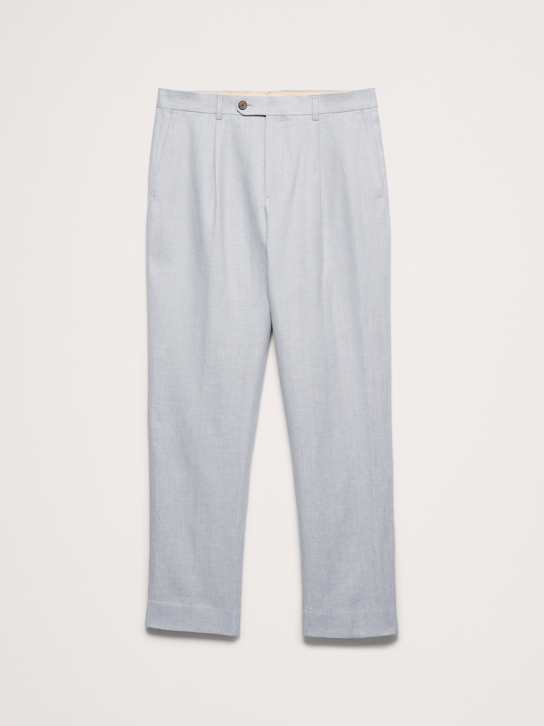 Tailored Slim-Fit Herringbone Linen-Merino Suit Pant