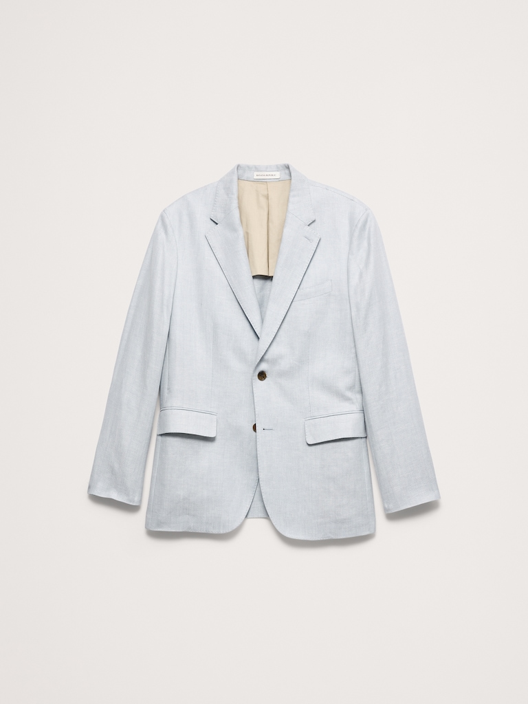Tailored Slim-Fit Herringbone Linen-Merino Suit Jacket