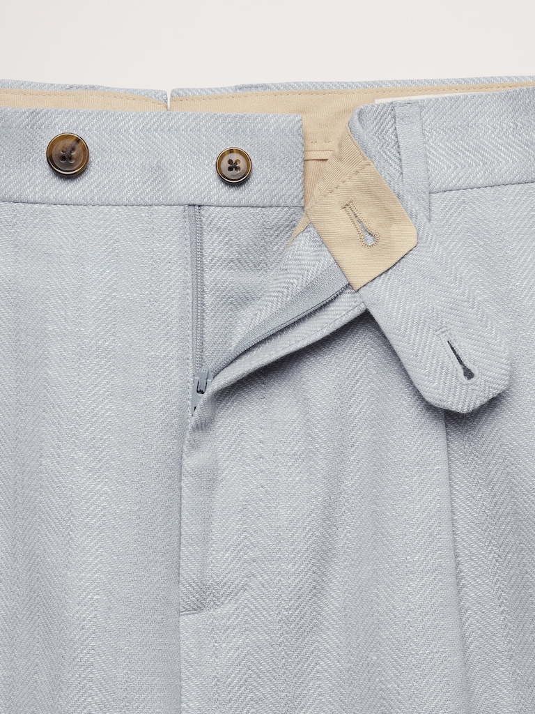 Tailored Slim-Fit Herringbone Linen-Merino Suit Pant