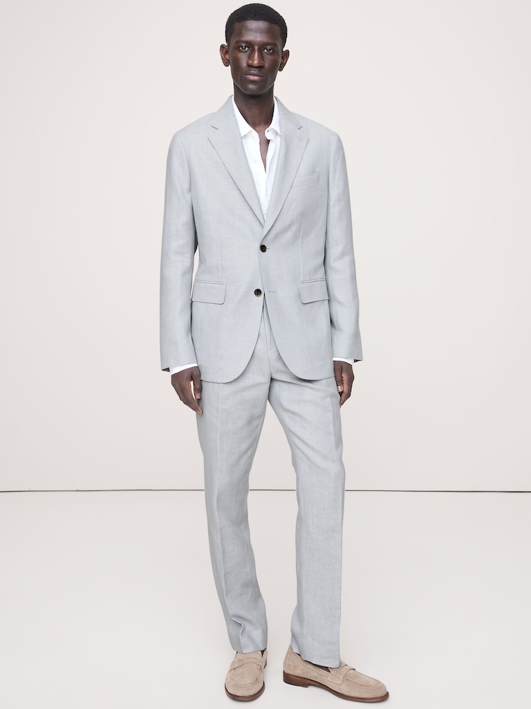 Tailored Slim-Fit Herringbone Linen-Merino Suit Jacket