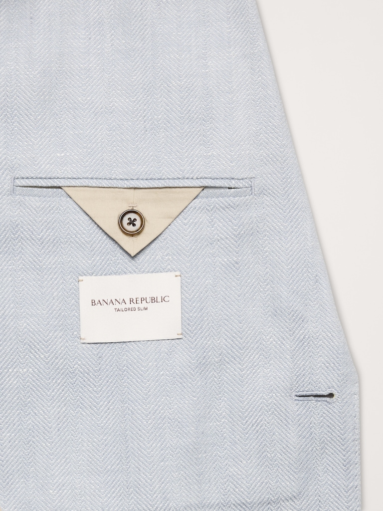 Tailored Slim-Fit Herringbone Linen-Merino Suit Jacket