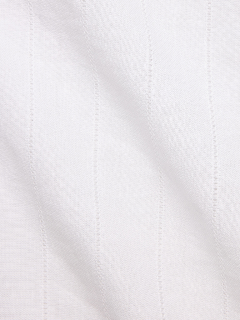 Standard-Fit Linen-Cotton Eyelet Stripe Resort Shirt