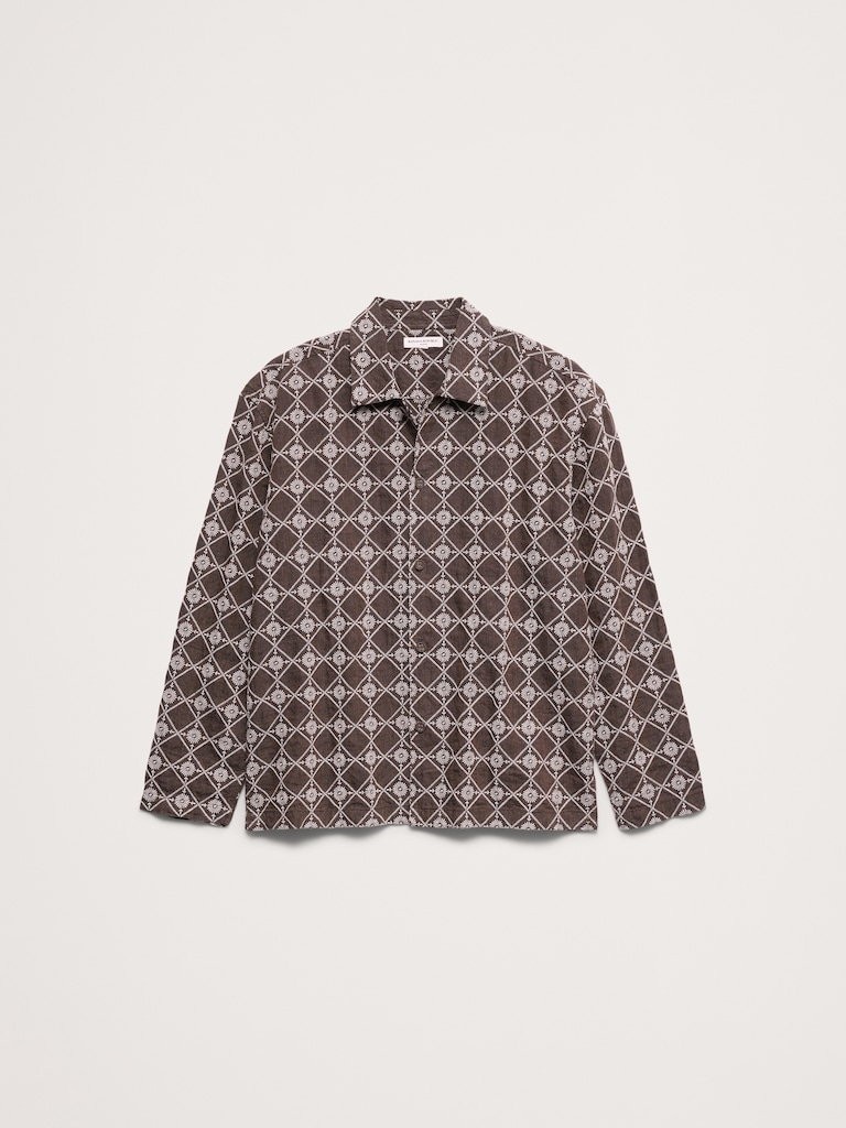 Relaxed-Fit Embroidered Linen Long-Sleeve Resort Shirt
