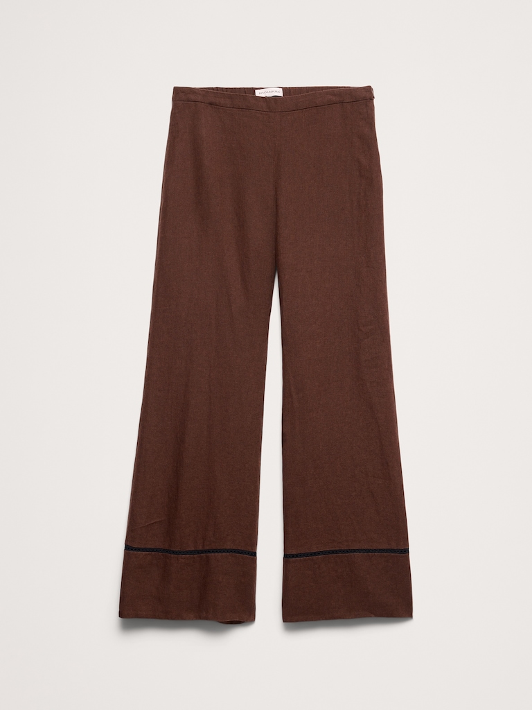 Mid-Rise Kick-Flare Linen Ankle Pant