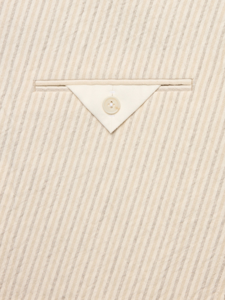 Double-Breasted Italian Cotton-Linen Seersucker Suit Jacket