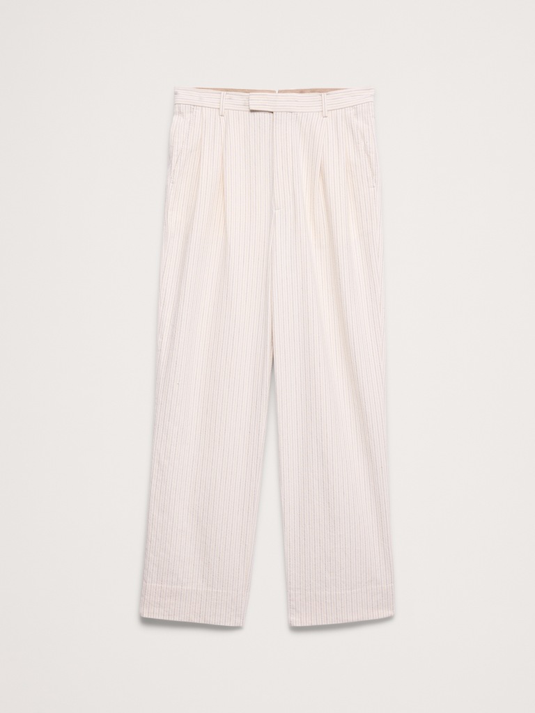 Italian Cotton-Linen Seersucker Suit Pant