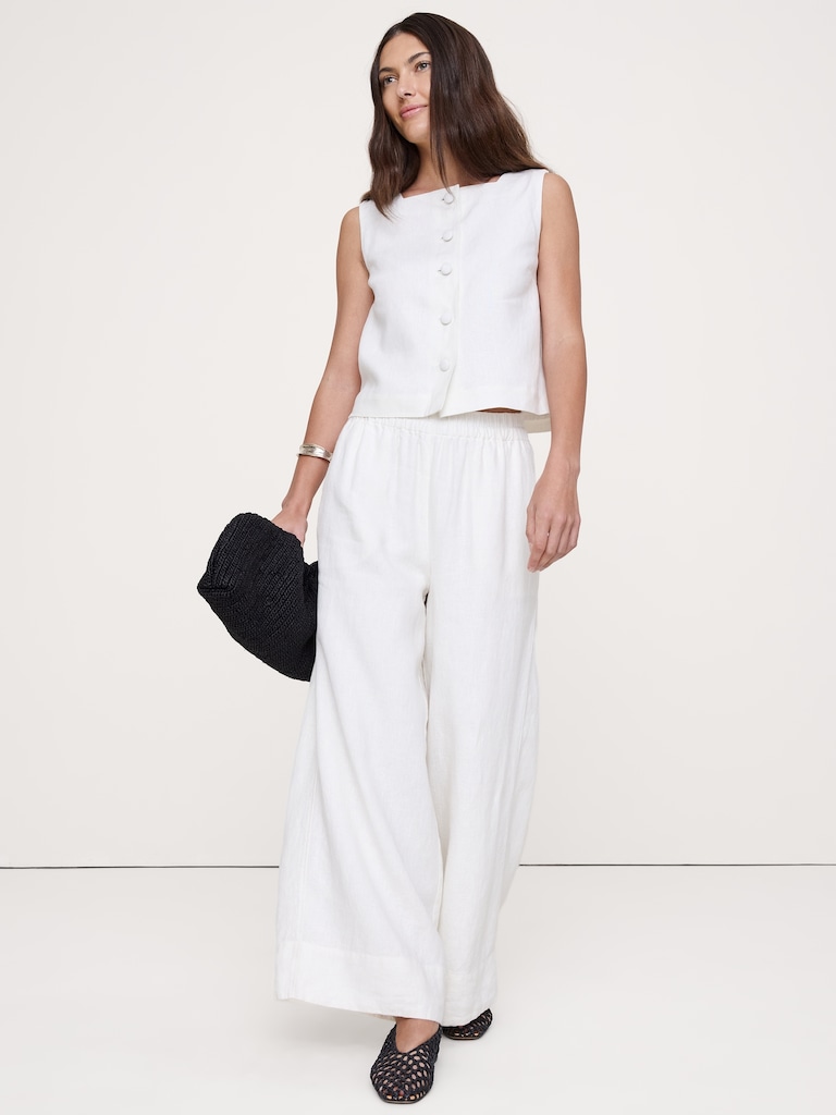 Linen Button-Front Tank